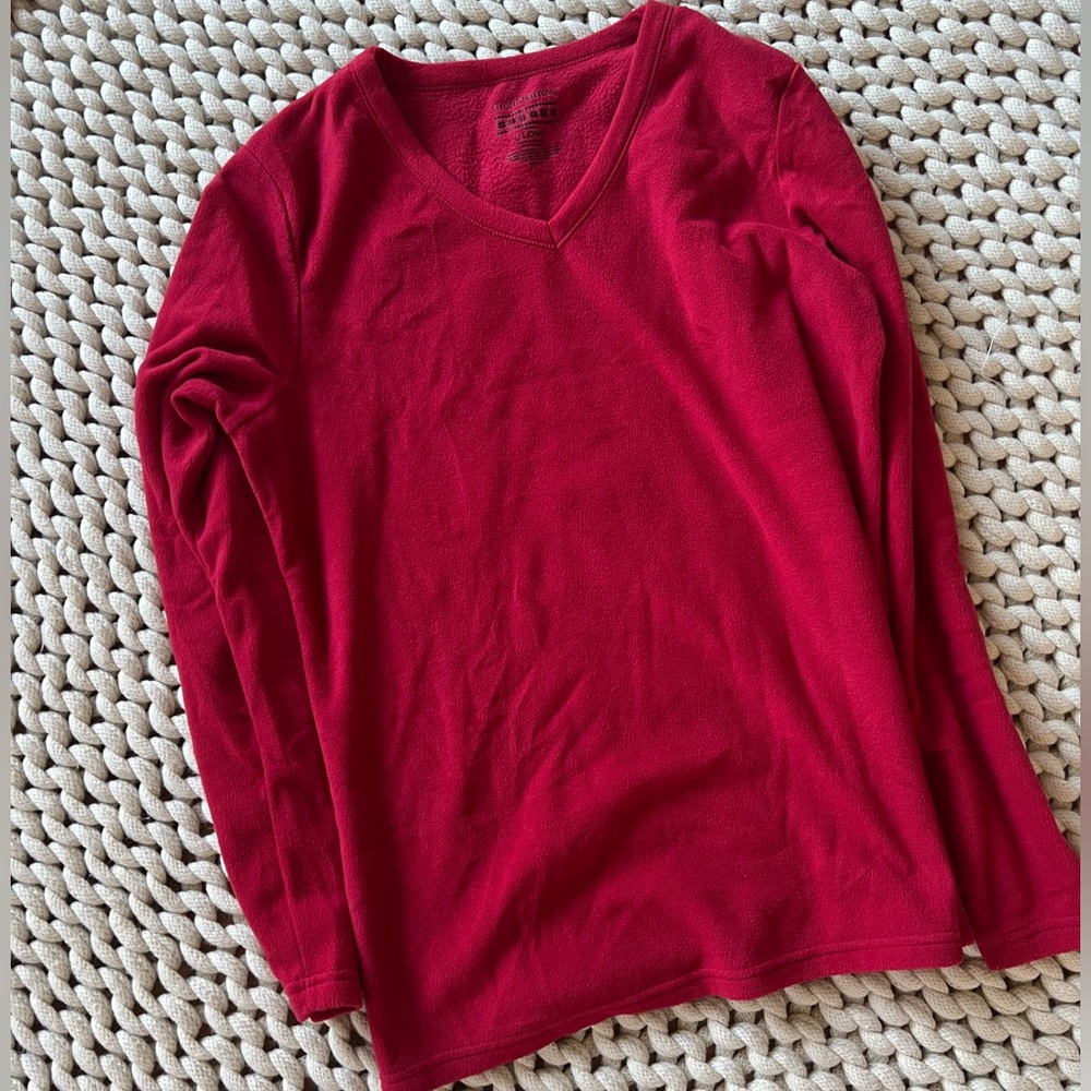 Croft & Barrow intimates large long red fleece sleep shirt